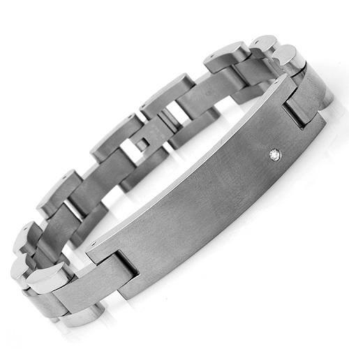0.05CT GENUINE DIAMOND SOLID STAINLESS STEEL BRACELET